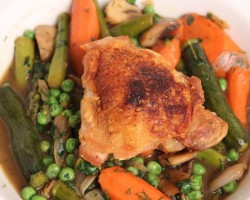Crispy Chicken with Braised Spring Vegetables – Laura Vitale – Laura in the Kitchen Episode 364