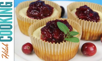 Mini Cheesecake with Cranberry Sauce |  Hilah Cooking