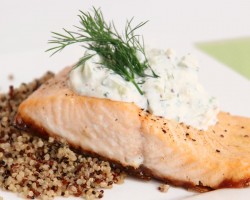 Salmon Fillets with Creamy Cucumber Dill Sauce Recipe – Laura in the Kitchen Episode 803