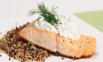 Salmon Fillets with Creamy Cucumber Dill Sauce Recipe – Laura in the Kitchen Episode 803
