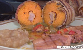 Bacon and Ham Stuffed Sweet Potatoes