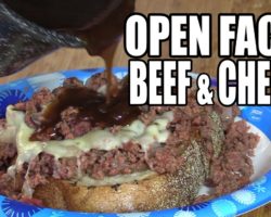Open Faced Beef, Cheese and Gravy Sandwich