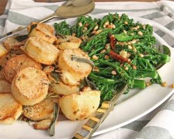 Parm Roasted Potatoes & Garlic Pine Nut Broccolini | Episode 1210