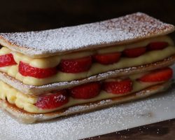 Layered Strawberry Cream Puff Cake (Mille-Feuille)