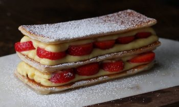 Layered Strawberry Cream Puff Cake (Mille-Feuille)