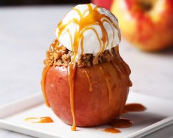 Caramel Crumble Cake Stuffed Apples