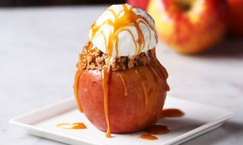 Caramel Crumble Cake Stuffed Apples