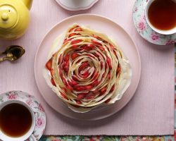 Strawberry Rose Crepe Cake