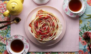 Strawberry Rose Crepe Cake