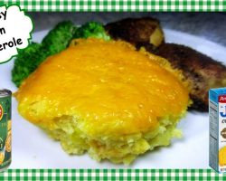 Easy Cheesy Baked Corn Casserole ~ Jiffy Corn Casserole Side Dish Recipe
