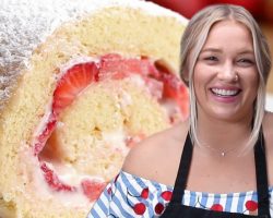 How To Make a Strawberry Cheesecake Cake Roll Recipe with Alix • Tasty