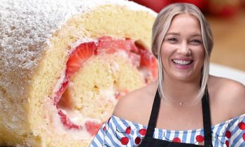 How To Make a Strawberry Cheesecake Cake Roll Recipe with Alix • Tasty