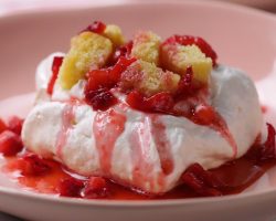Fluffy Strawberry Shortcake Meringue Nests • Tasty