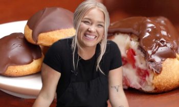 Alix’s Chocolate-Dipped Strawberry Cream Puffs • Tasty