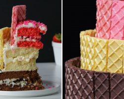 Triple Layer Neapolitan Wafer Cake • Tasty