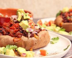 Chili Bean Stuffed Sweet Potatoes