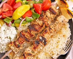 Pork Souvlaki with Lemon Rice