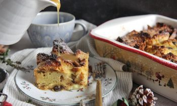 Panettone Bread Pudding with Vanilla Sauce