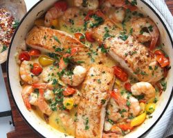 My Favorite Shrimp & Salmon With Creamy Sauce