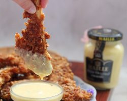 Crispy Baked Chicken Fingers with Honey Mustard Sauce