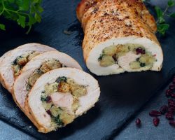 Turkey Roulade with Cranberry and Spinach Stuffing