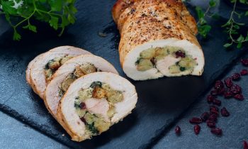 Turkey Roulade with Cranberry and Spinach Stuffing