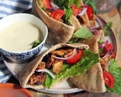 Spiced Chicken Pitas with Tahini Sauce