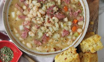 The Best Ham and Bean Soup with Cheat Cornbread