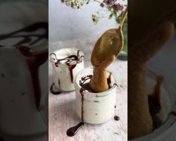 Melted chocolate over yogurt with PB and topped with sea salt and pistachios and refrigerate!