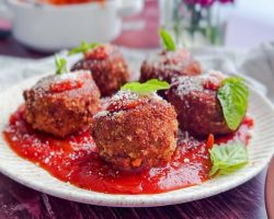 Cheese Stuffed Chicken Parm Meatballs