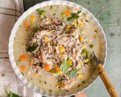 Quick Chicken (or Turkey) and Rice Soup, Easy Leftover Idea!