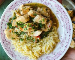 Chicken Scampi with Parmesan Orzo – Under 30 Minute Dinner!