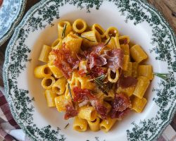 Pumpkin Rigatoni with Crispy Prosciutto – 30 Minute Recipe!