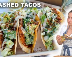Chicken Caesar Smashed Tacos