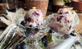 Blueberry Cheesecake Ice Cream – No Ice Cream Machine Needed!